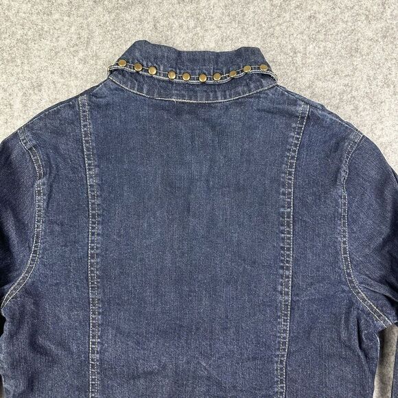 Studio West Denim Jean Jacket Womens M Blue Dark Wash Studded Western Trucker* - Picture 8 of 15